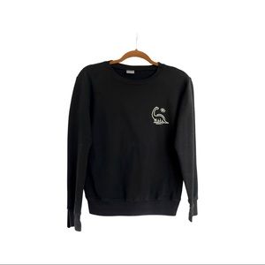 Cartoon Dinosaur Print Black Sweatshirt